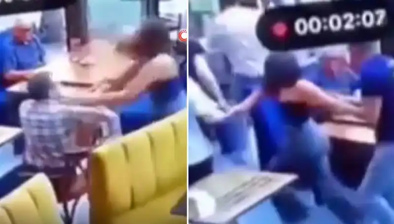Garsona Şiddet Uygulayan Müşteriye Caddede Sert Karşılık Verildi
